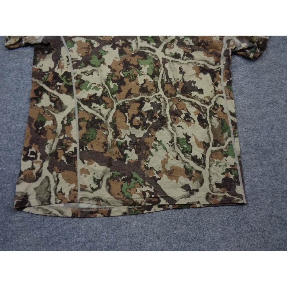 First Lite Shirt Mens L Wick Camo Short Sleeve Creck Neck Merino Wool
